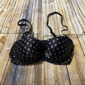 Aerie Black Paisley Floral Print Padded Push Up Bra